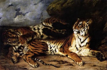  , - Un jeune tigre jouant avec sa mère